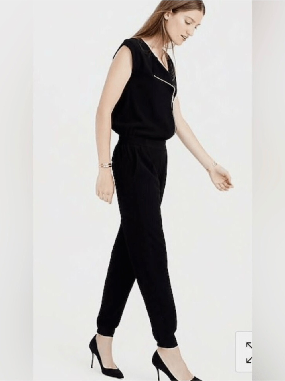 J. CREW Asymetrical sleeveless Jumpsuit Black with Zipper XS. 80’s Style